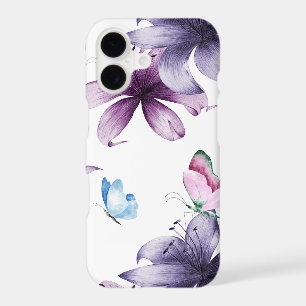 Purple Lily & Butterfly Floral 