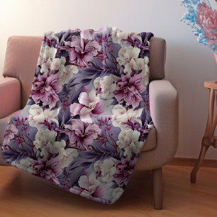 PURPLE LILY FLORAL FLEECE BLANKET