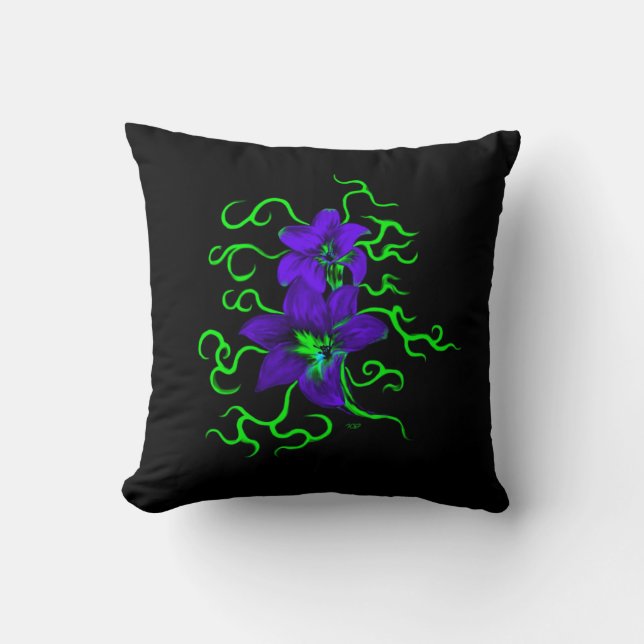 purple lily flower cushion (Front)