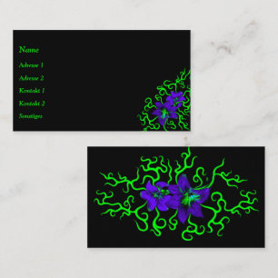 Purple Lily Flower on black Business Card