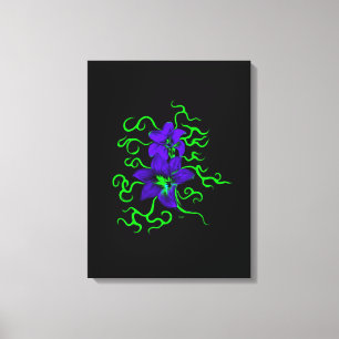 purple lily flower on black canvas print