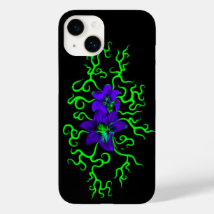 Purple Lily Flower on black Case-Mate iPhone 14 Case