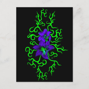 Purple Lily Flower on black Postcard