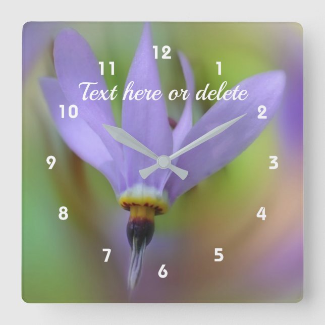 Purple Lily Flower Personalised Square Wall Clock (Front)