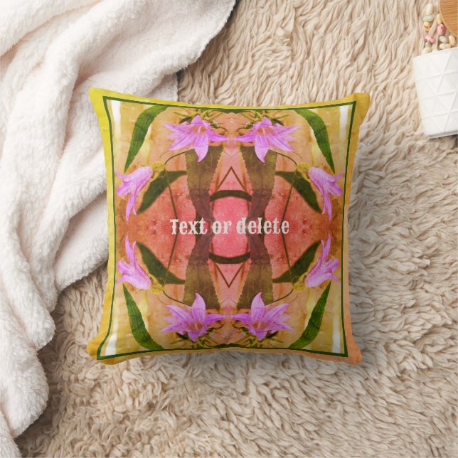 Purple Lily Flowers Distressed Personalised Cushion (Blanket)