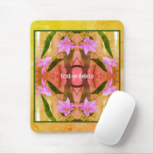 Purple Lily Flowers Distressed Personalised Mouse Pad