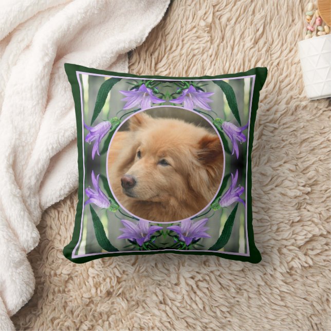 Purple Lily Flowers Frame Create Your Own Photo Cushion (Blanket)