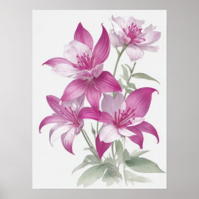 Purple Lily Flowers Poster (Front)
