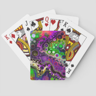 Purple, Lime Green and Black Marble Fluid Art  Playing Cards