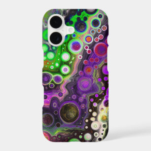 Purple, Lime Green, Black Fluid Art