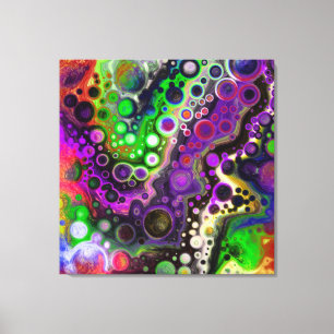 Purple, Lime Green, Black Fluid Art    Canvas Print