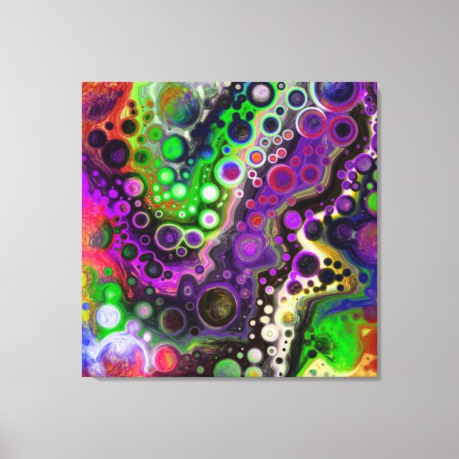 Purple, Lime Green, Black Fluid Art    Canvas Print (Front)
