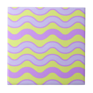 Purple Lime Groovy Stripe Modern Spring Summer Tile
