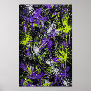 Purple Lime Neon Graffiti Abstract Art Print