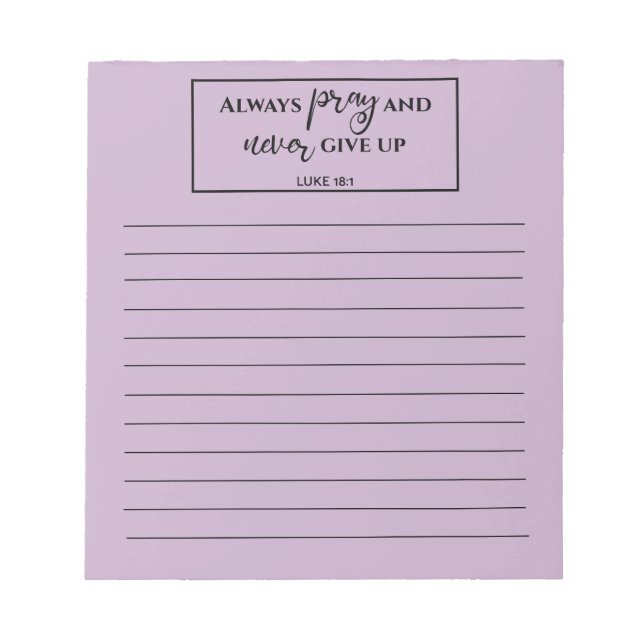 Purple Lined Bible Verse Prayer List Notepad (Front)