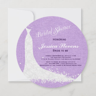 Purple Linen And White Lace Wedding Dress 2 Invitation