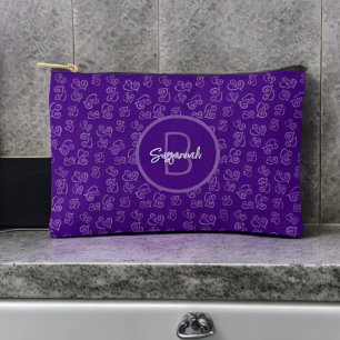 Purple Linked Heart Pattern on Dark Purple Custom Accessory Pouch