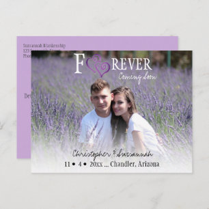 Purple Linked Hearts FOREVER Save The Date  Announcement Postcard