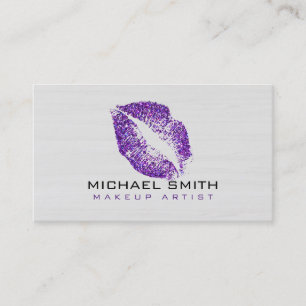 Purple Lips Makeup Artist Modern Wood Business Card