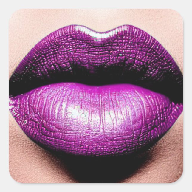 Purple Lipstick Square Sticker (Front)
