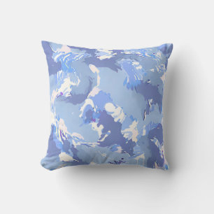 Purple liquid abstract pattern and white cushion