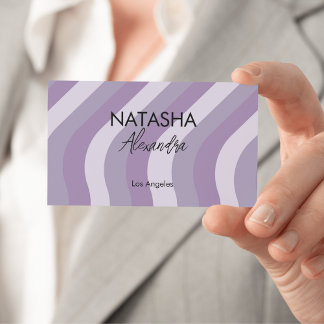 Purple Liquid Swirl Flow Groovy Stripe Y2K Pattern Business Card