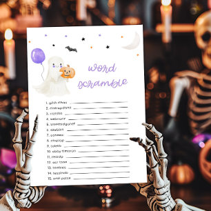 Purple Little Boo Baby Shower Word Scramble Game