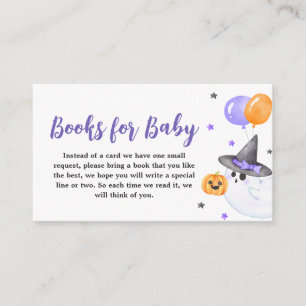 Purple Little Boo Ghost Baby Shower Books for Baby Enclosure Card