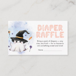 Purple Little Boo Ghost Baby Shower Diaper Raffle Enclosure Card