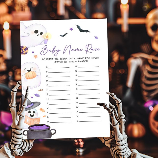 Purple Little Boo Halloween Baby Name Race Game (A Little Boo Baby Shower Baby Name Race Game)