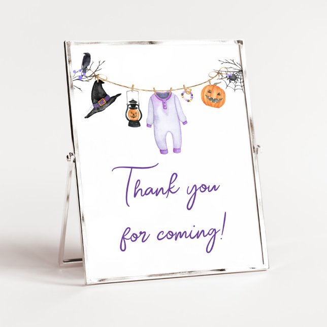 Purple Little Boo Halloween Thank you for Coming Poster (Halloween Baby Clothes Baby Shower Thank you for Coming Sign)