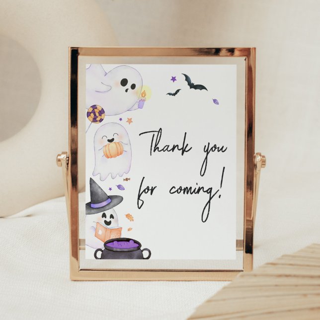Purple Little Boo Halloween Thank you for Coming Poster (Purple Little Boo Baby Shower Thank you for Coming Sign)