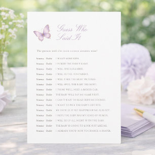 Purple Little Butterfly Mummy Or Daddy Guess Game Invitation