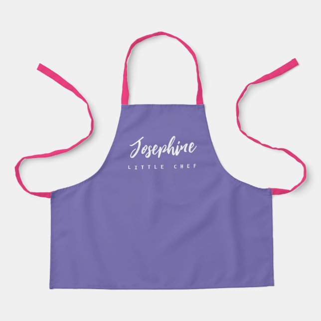 Purple Little Chef Script Name personalised Kids Apron (Front)