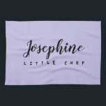 Purple Little Chef Script Name Simple personalised Tea Towel<br><div class="desc">Make your little one feel like a true culinary artist with our Little Chef Script Name Simple Personalised Kids' kitchen towel. This delightful towel matches our "Little Chef" apron. Purple colour. Our design features a simple and chic script font for the personalised name, making it uniquely theirs. Whether they are...</div>