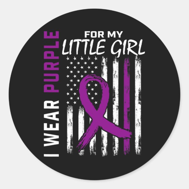 Purple Little Girl Daughter Epilepsy Awareness Ame Classic Round Sticker (Front)