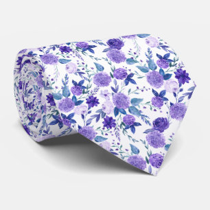 Purple Little Roses Floral Pattern Tie