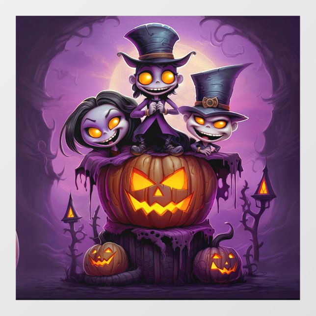 Purple little wizard pagan monsters cute Halloween (Sheet)