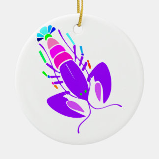 PURPLE LOBSTER ROUND ORNAMENT
