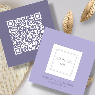 Purple Logo QR Code Square Business Card