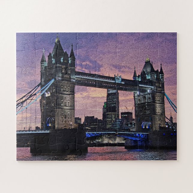 Purple London Tower Bridge Puzzle (Horizontal)