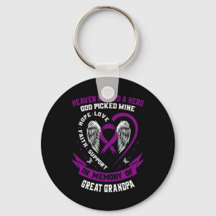 Purple Loss of my Great Grandpa Pancreatic Cancer Key Ring