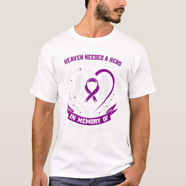 Purple Loss Of My Great Grandpa Pancreatic Cancer T-Shirt (Front)