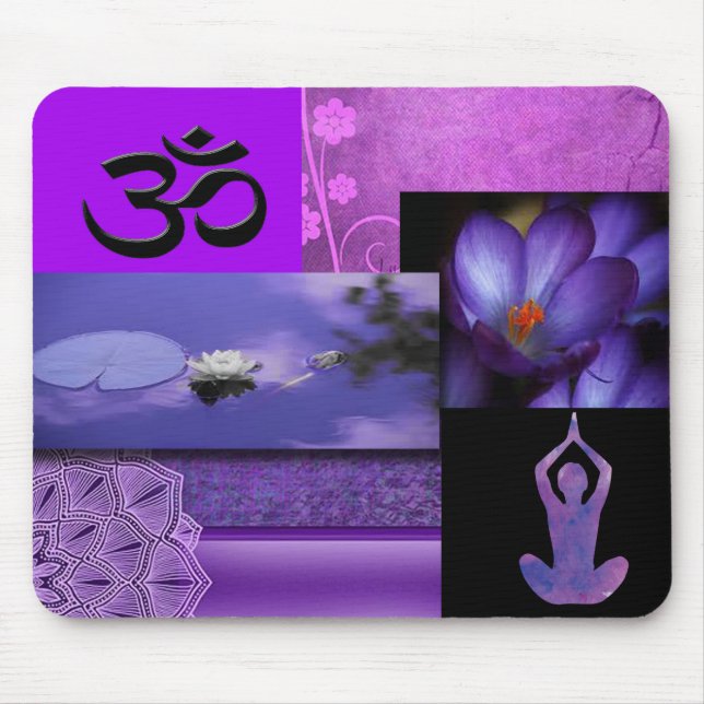 Purple Lotus & Crown Chakra Meditation Collage Mouse Pad (Front)