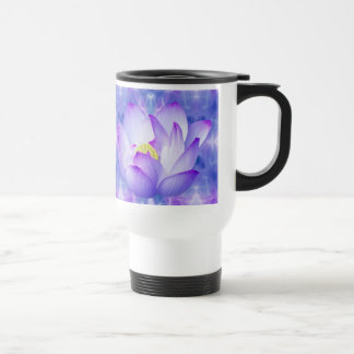 Purple lotus flower and fractal crystals travel mug