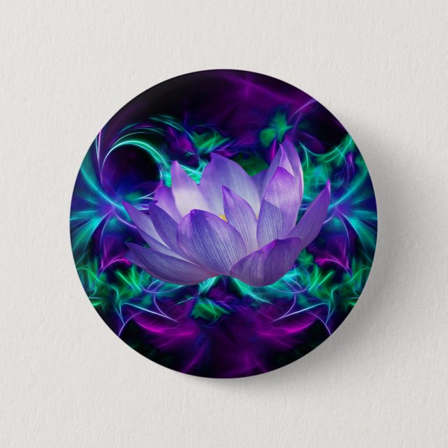Purple lotus flower and its meaning 6 cm round badge (Front)
