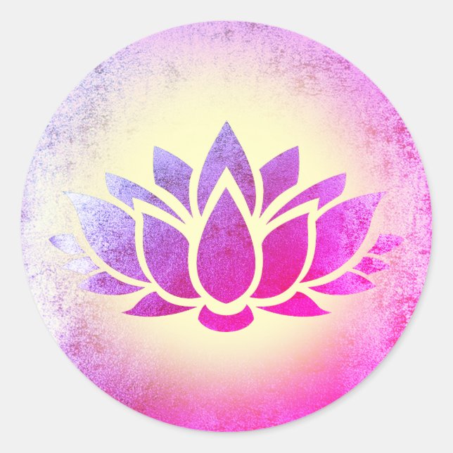 purple lotus flower art classic round sticker (Front)