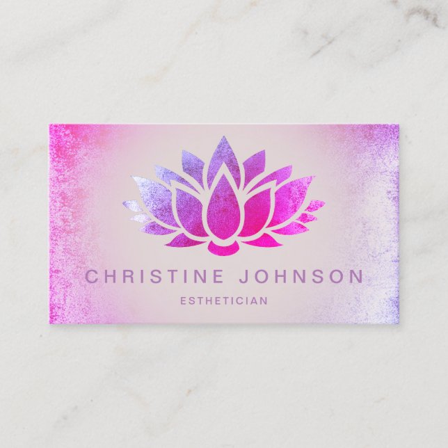 purple lotus flower business card (Front)