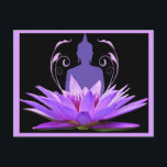 Purple Lotus Flower Meditation Postcard<br><div class="desc">Beautiful image of a purple lotus flower on a black background with meditation silhouette.</div>