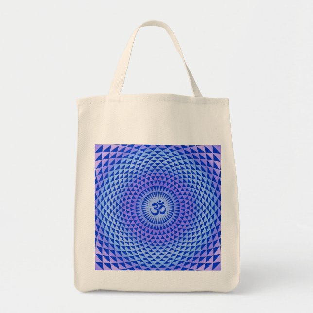 Purple Lotus flower meditation wheel OM Tote Bag (Front)